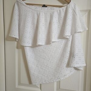 Torrid White Eyelet Off-Shoulder Blouse